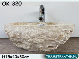 Lavabo riviersteen beige/wit OK320 (40x30cm)