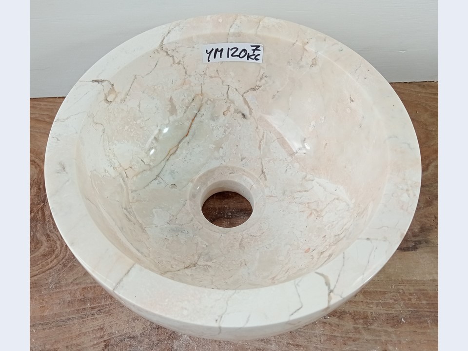 Ronde lavabo wc riviersteen wit/beige YM120 (H12xØ25cm)