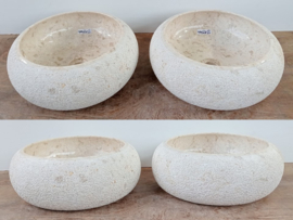 Dubbele ronde waskom beige/wit YM66 (Ø40cm)