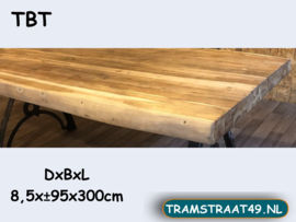 Lange tafelblad van teakhout TBT (300x ±95cm)