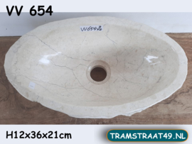 Fontein wc riviersteen wit/beige VV654 (35x21cm)