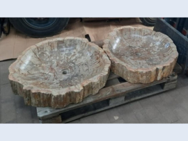 Versteend hout waskom grote set Z566 (78x74cm)