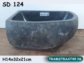 Hoek wasbak riviersteen SD124 (32x21cm)