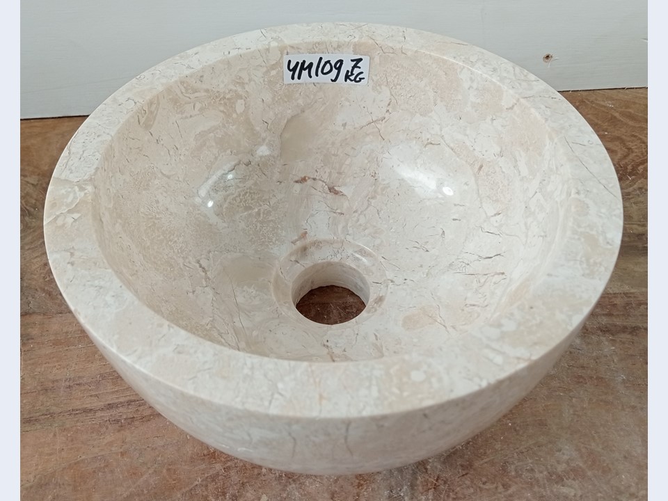 Ronde fontein toilet natuursteen wit/beige YM109 (H12,5xØ25cm)