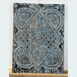 Blauwe wandpaneel houtsnijwerk IF84 (H140 cm)