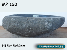 Hoek wasbak riviersteen MP120