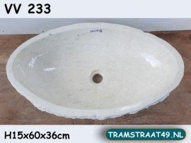 Wit / beige marmer waskom ovaal VV233 (60x36cm)