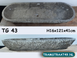 Trog wasbak van natuursteen donkergrijs TG43 (121x41cm)