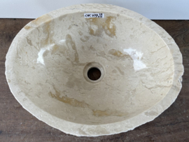 Pompbak beige/wit riviersteen OK109 (41x31cm)