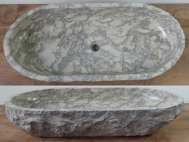 Grijs / wit wasbak trog natuursteen D552 (91x40cm)