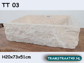 Rechthoekige opzet waskom marmer wit/beige TT03