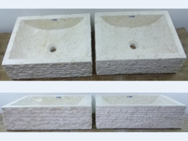Vierkante waskom wit/beige set K149 (50x33cm)
