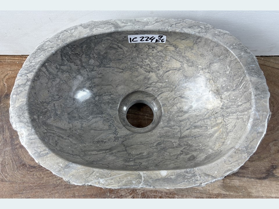 Waskom toilet grijs / wit riviersteen IC224 (32x21cm)