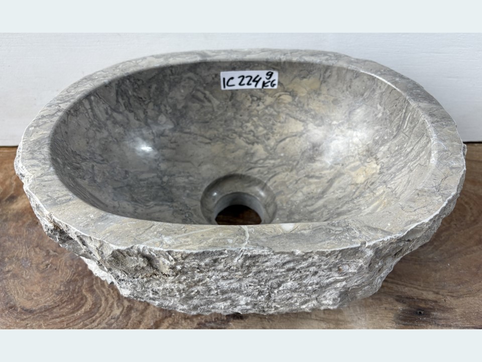 Waskom toilet grijs / wit riviersteen IC224 (32x21cm)