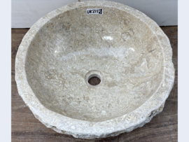 Ronde waskom natuursteen beige/wit UK211 (Ø40cm)