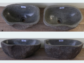 Ovale waskom riviersteen set G590 (40x23cm)