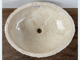 Brede wasbak wit / beige marmer IC47 (51x40cm)
