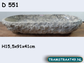 Lange wasbak riviersteen grijs / wit D551 (91x41cm)