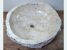 Marmeren lavabo badkamer wit/beige/grijs )(75 (45x43cm)