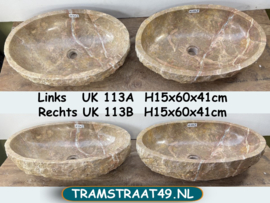 Dubbele waskom natuursteen meerkleurig UK113