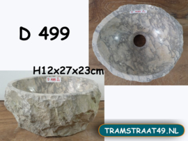 Kleine grijs / wit marmer wasbak D499 (27x23cm)
