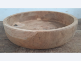 Ronde schaal teak hout / fruitschaal (Ø±30 cm)