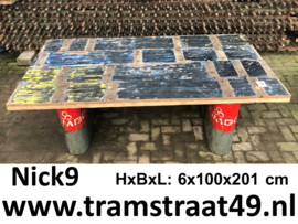 Tafelblad gerecycled hout blauw