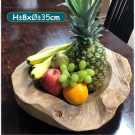 Decoratieve teak schaal onbehandeld