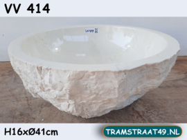 Ronde lavabo riviersteen wit/beige VV414 (H16xØ41cm)