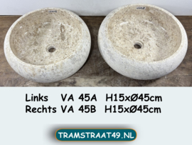 Beige / wit natuursteen waskom rond set VA45 (Ø45cm)