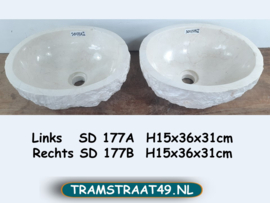 Twee waskommen uit dezelfde steen wit/beige SD177