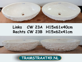 Twee brede pompbakken uit dezelfde steen wit/beige CW23 )