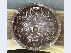Ronde waskom steen fossiel AM01 (H11,5xØ39cm)