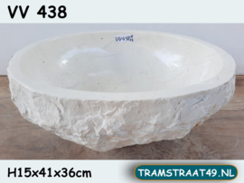 Beige / wit riviersteen lavabo VV438 (41x36cm)