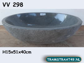Badkamer brede waskom van rots steen VV298 (51x40cm)