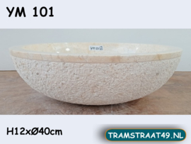 Lavabo rond wit / beige marmer YM101 (H12xØ40 cm)