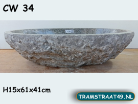 Brede waskom grijs/wit marmer CW34 (61x41cm)