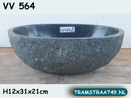 Lavabo toilet rots riviersteen ovaal VV564 (31x21cm)