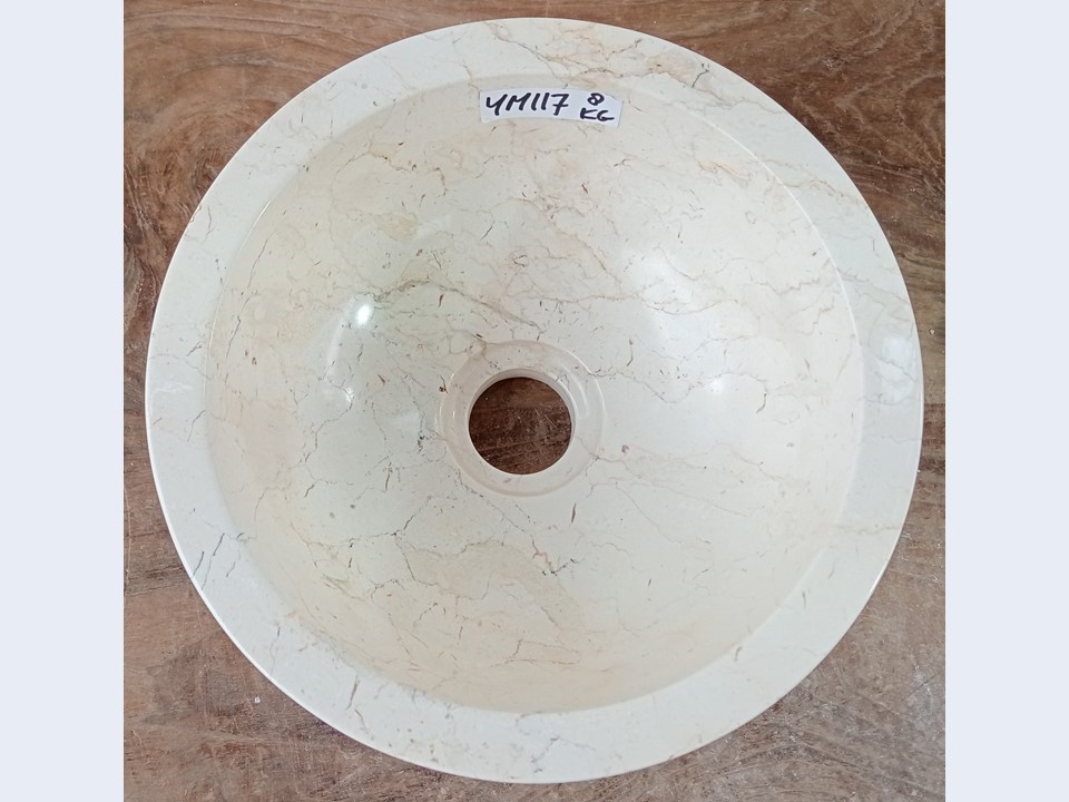 Ronde fontein wc riviersteen beige/wit YM117 (Ø25 cm)