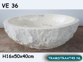 Beige/wit  riviersteen waskom VE36 (50x40cm)