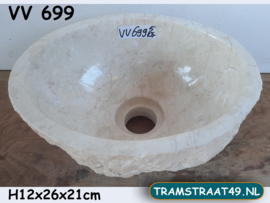 Opzet wastafel voor toilet wit/beige steen VV699 (26x21cm)