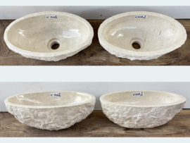 Beige / wit fontein toilet riviersteen set IC151 (36x21cm)