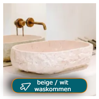 Beige waskom van marmer - wit / beige gemêleerde steen