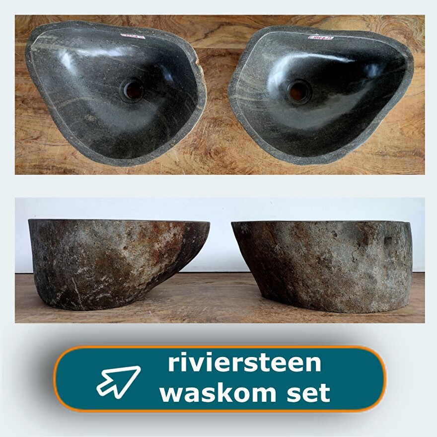 Riviersteen / natuursteen waskom sets