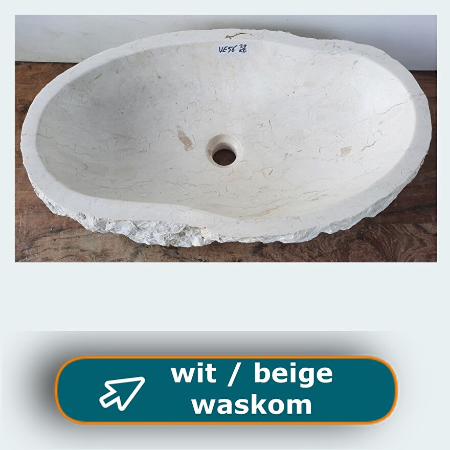 Enkele wit / beige waskom - 30 tot 50 cm lang