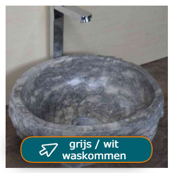 grijs / wit waskommen van marmer, grijs / wit gemêleerde steen