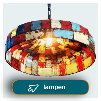 Lampen assortiment, waaronder lampen gemaakt van olievaten