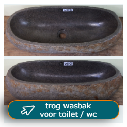 Mini wasbak trog van riviersteen voor toilet of wc