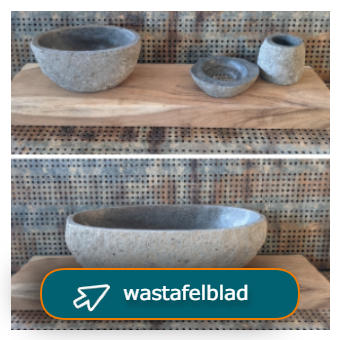 Suar houten wastafelbaden voor grote of dubbele waskommen, zoals deze grijs / wit waskom sets