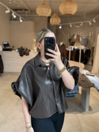 PU BLOUSE | CHOCO